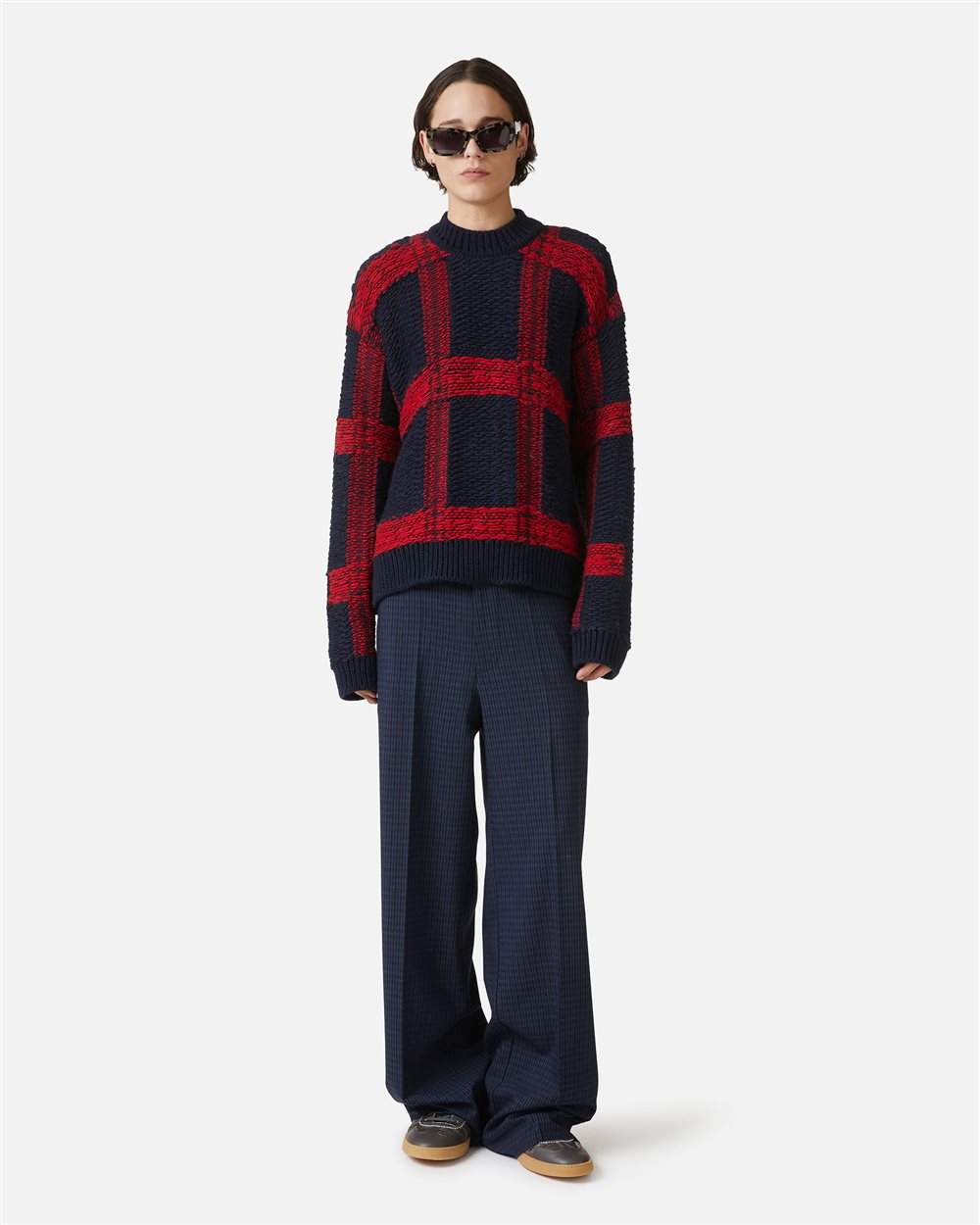 Maglia girocollo over fit multicolor in lana alpaca - Iceberg - Official Website