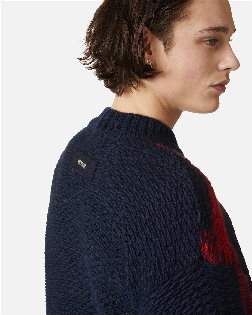 Maglia girocollo over fit multicolor in lana alpaca - Iceberg - Official Website