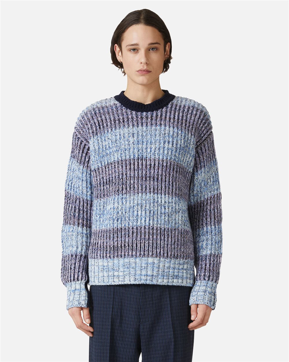 Maglia girocollo confort fit in lana nylon fantasia - Iceberg - Official Website