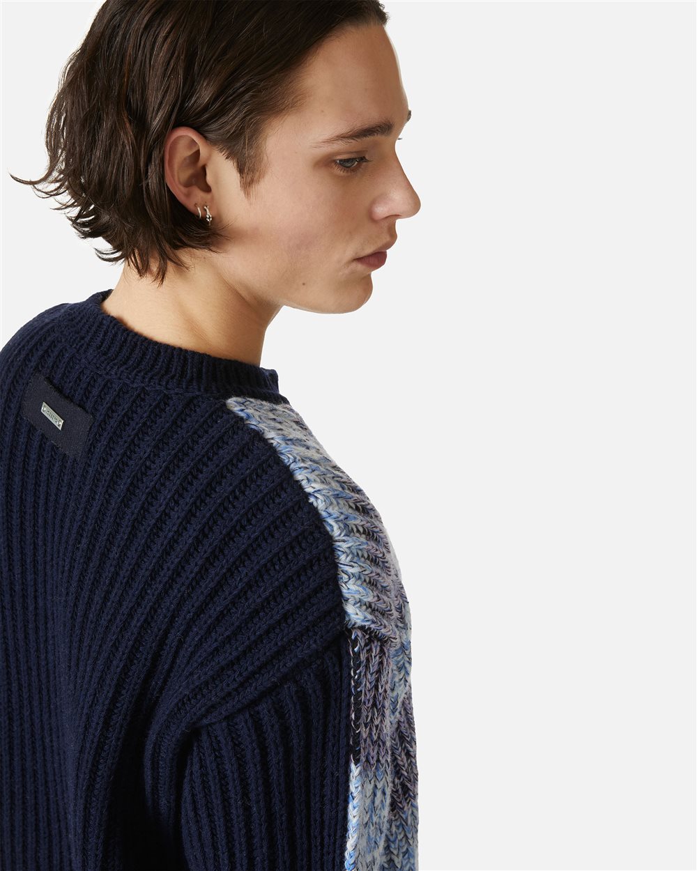 Maglia girocollo confort fit in lana nylon fantasia - Iceberg - Official Website