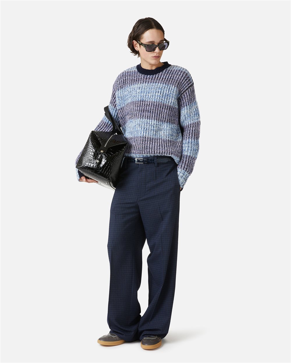 Maglia girocollo confort fit in lana nylon fantasia - Iceberg - Official Website