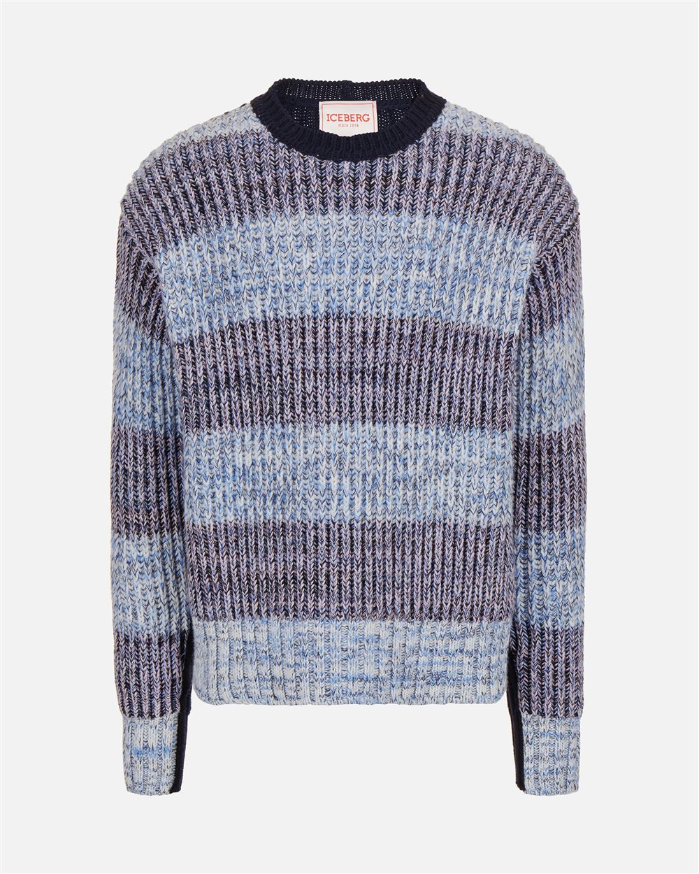 Maglia girocollo confort fit in lana nylon fantasia - Iceberg - Official Website