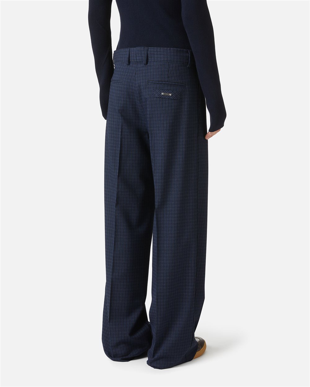 Comfort-fit trousers in blue and black check - Iceberg - Official Website
