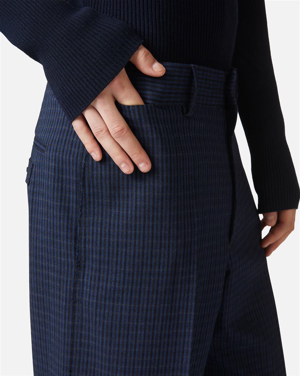 Comfort-fit trousers in blue and black check - Iceberg - Official Website