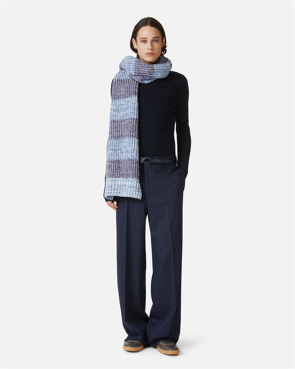 Comfort-fit trousers in blue and black check - Iceberg - Official Website