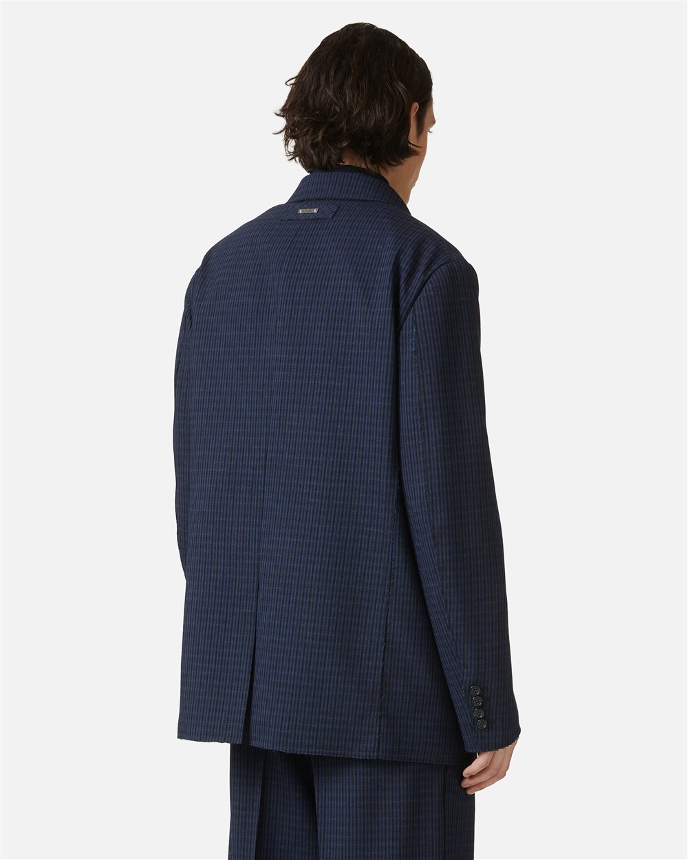 Regular-fit double-breasted jacket in blue and black check - Iceberg - Official Website