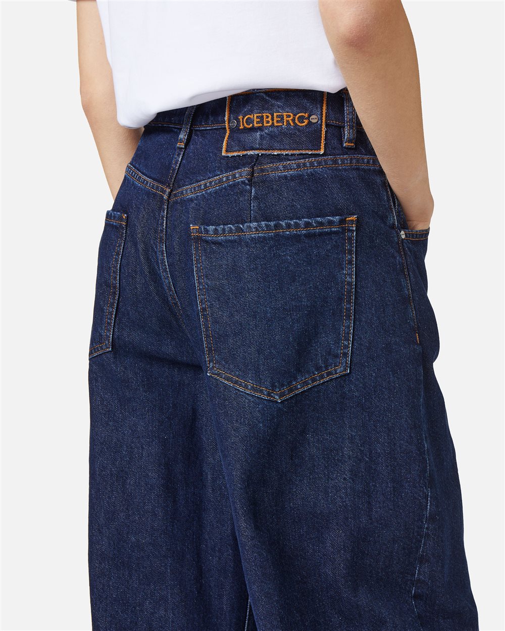 Indigo Blue Denim Barrel Fit Jeans - Iceberg - Official Website