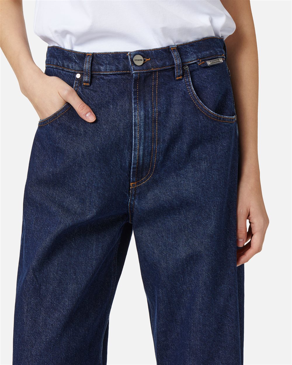 Indigo Blue Denim Barrel Fit Jeans - Iceberg - Official Website