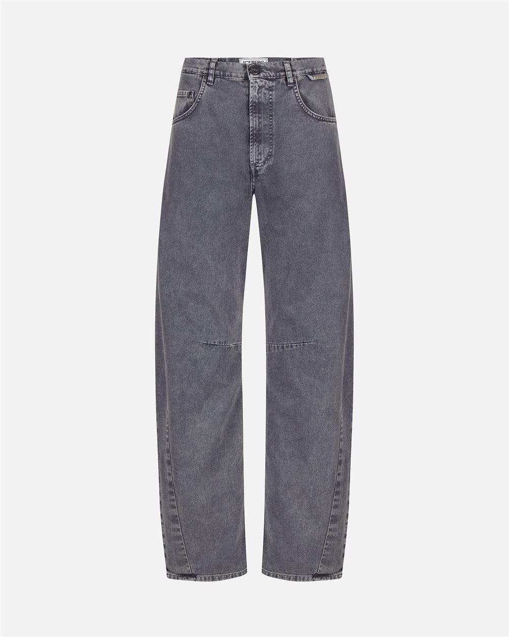 5-pocket barrel fit in dark grey marbled denim - Iceberg - Official Website