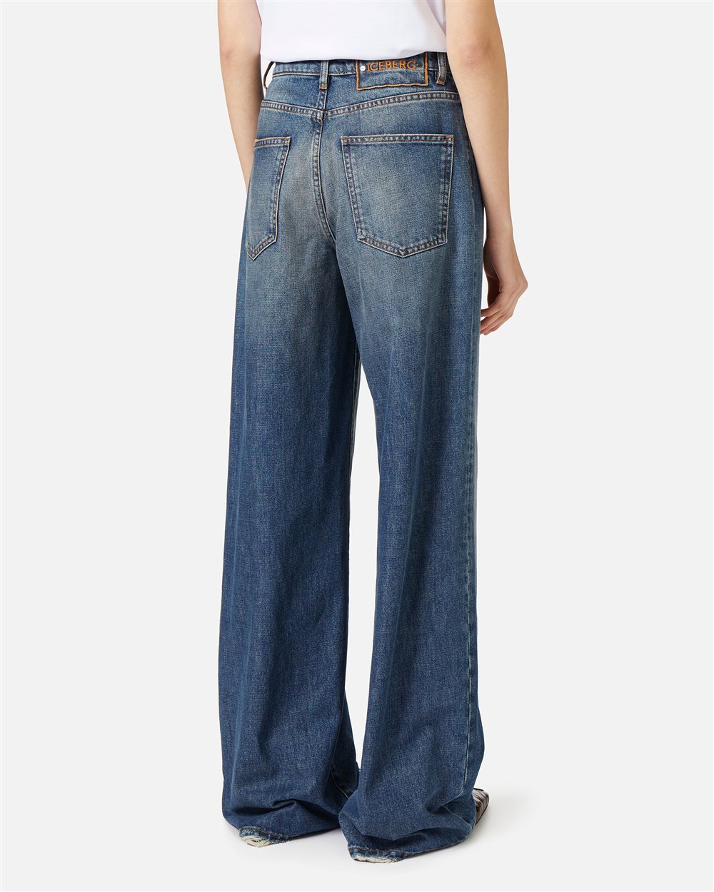 Indigo New Relaxed Fit Jeans in Stone Wash Denim - Iceberg - Official Website