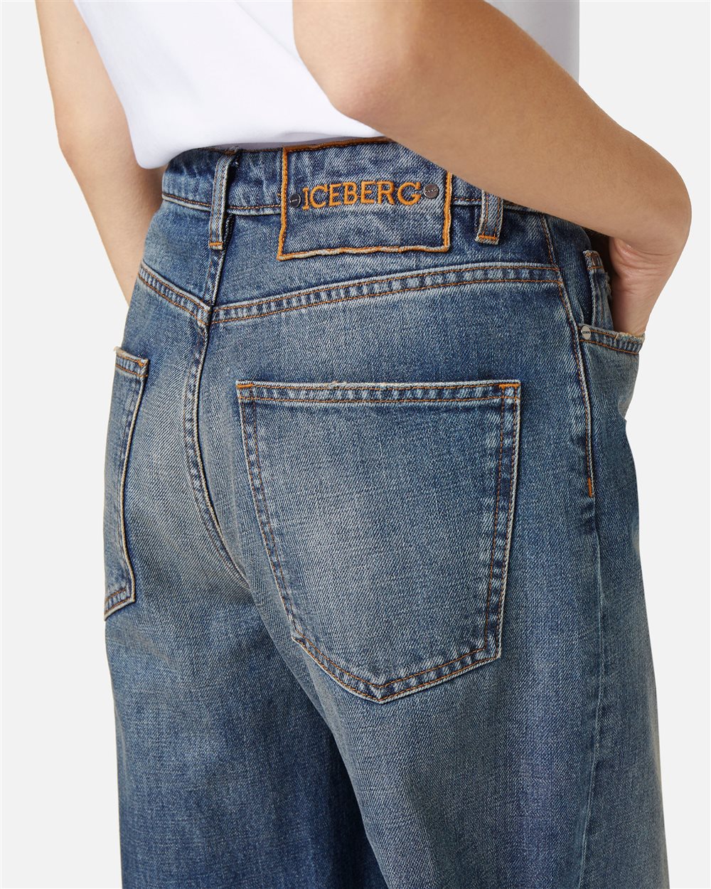 Indigo New Relaxed Fit Jeans in Stone Wash Denim - Iceberg - Official Website
