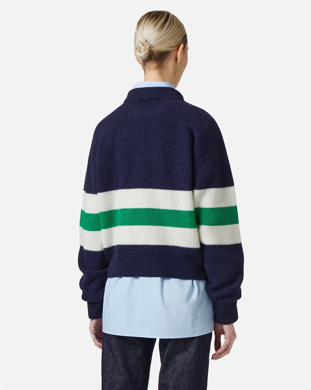 Multicolor crewneck sweater in lambswool with corn stitch - Iceberg - Official Website
