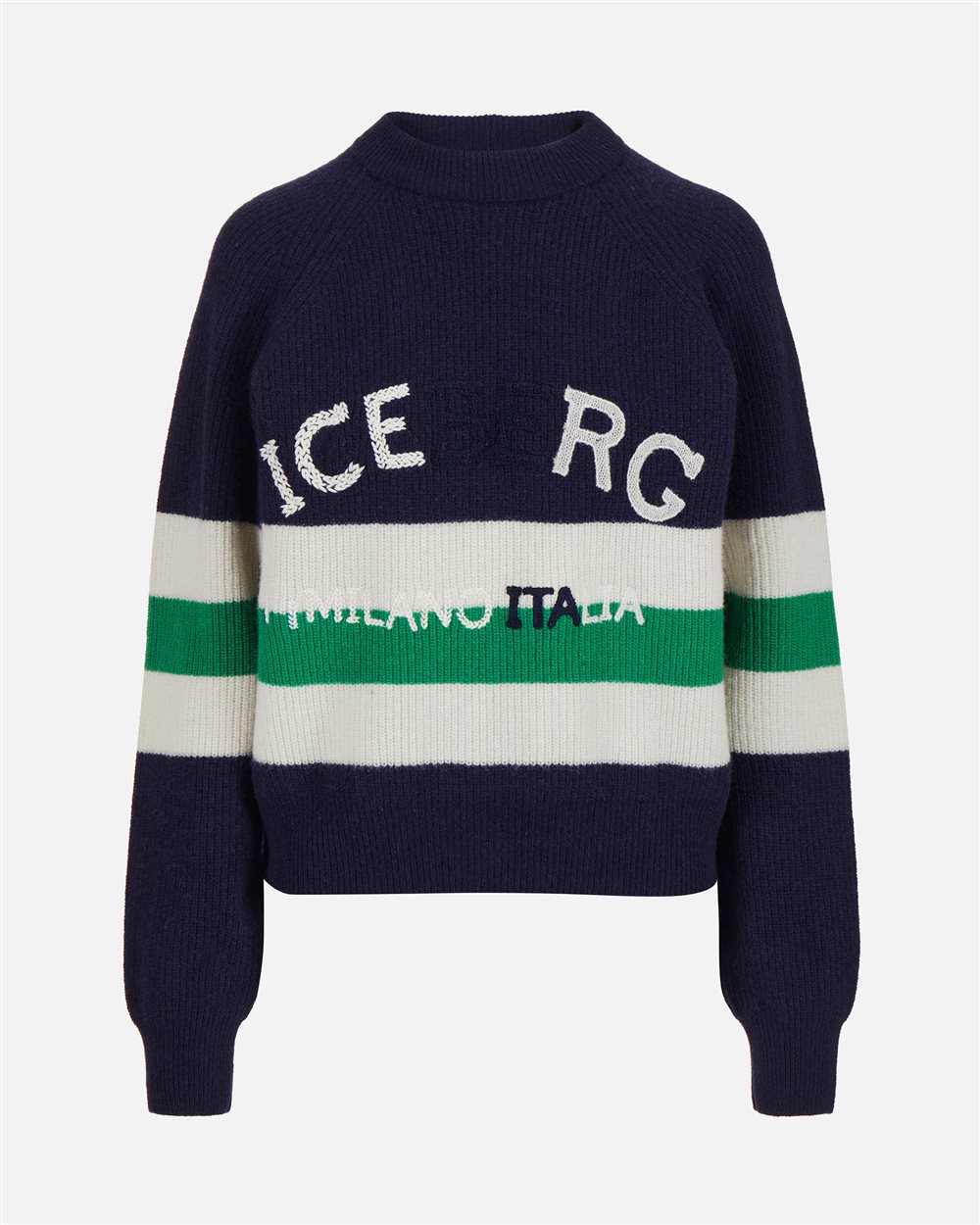 Multicolor crewneck sweater in lambswool with corn stitch - Iceberg - Official Website