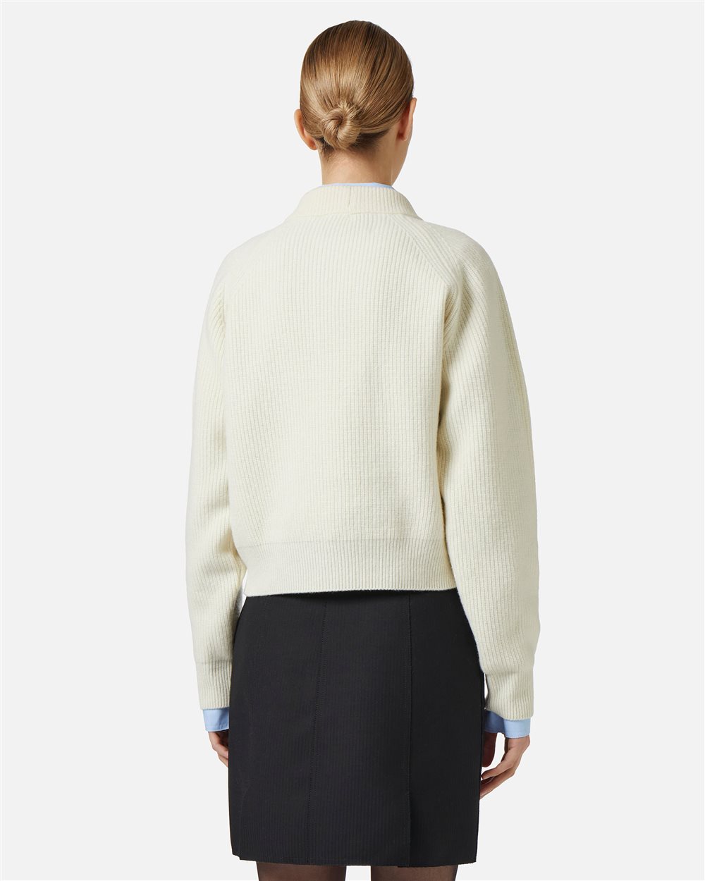 Milky white lambswool sweater with corn stitch - Iceberg - Official Website