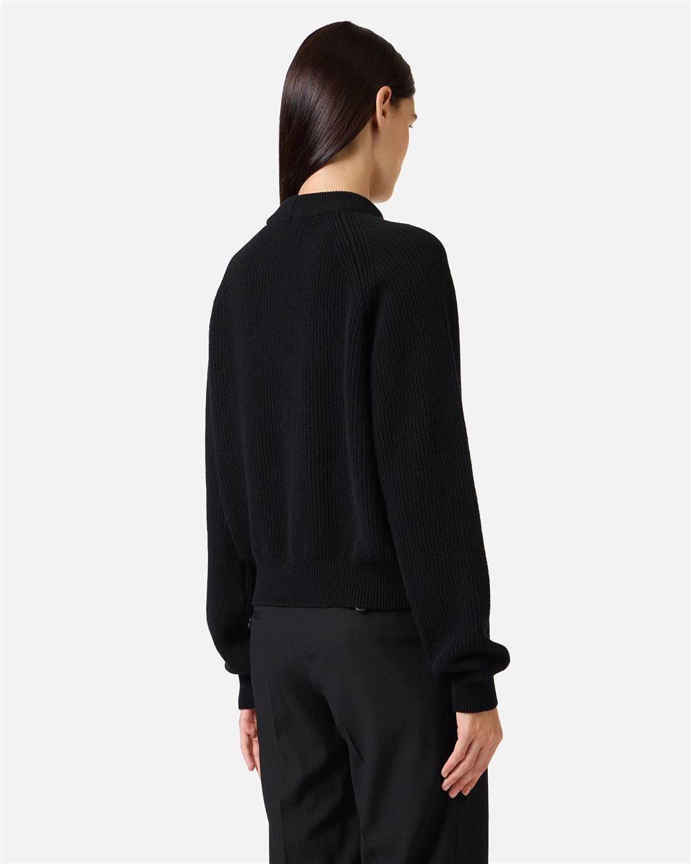 Black lambswool sweater with corn stitch - Iceberg - Official Website