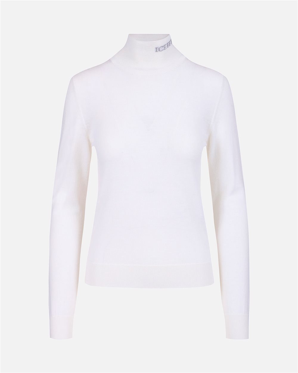 Ivory turtleneck sweater in extra-fine Merino wool with Iceberg logo inlaid on the collar - Iceberg - Official Website