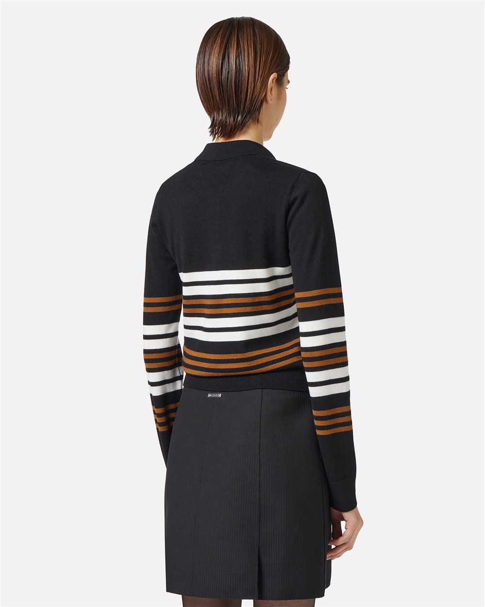 Long-sleeved polo shirt in extra-fine Merino wool with Iceberg Milano tone-on-tone customization - Iceberg - Official Website