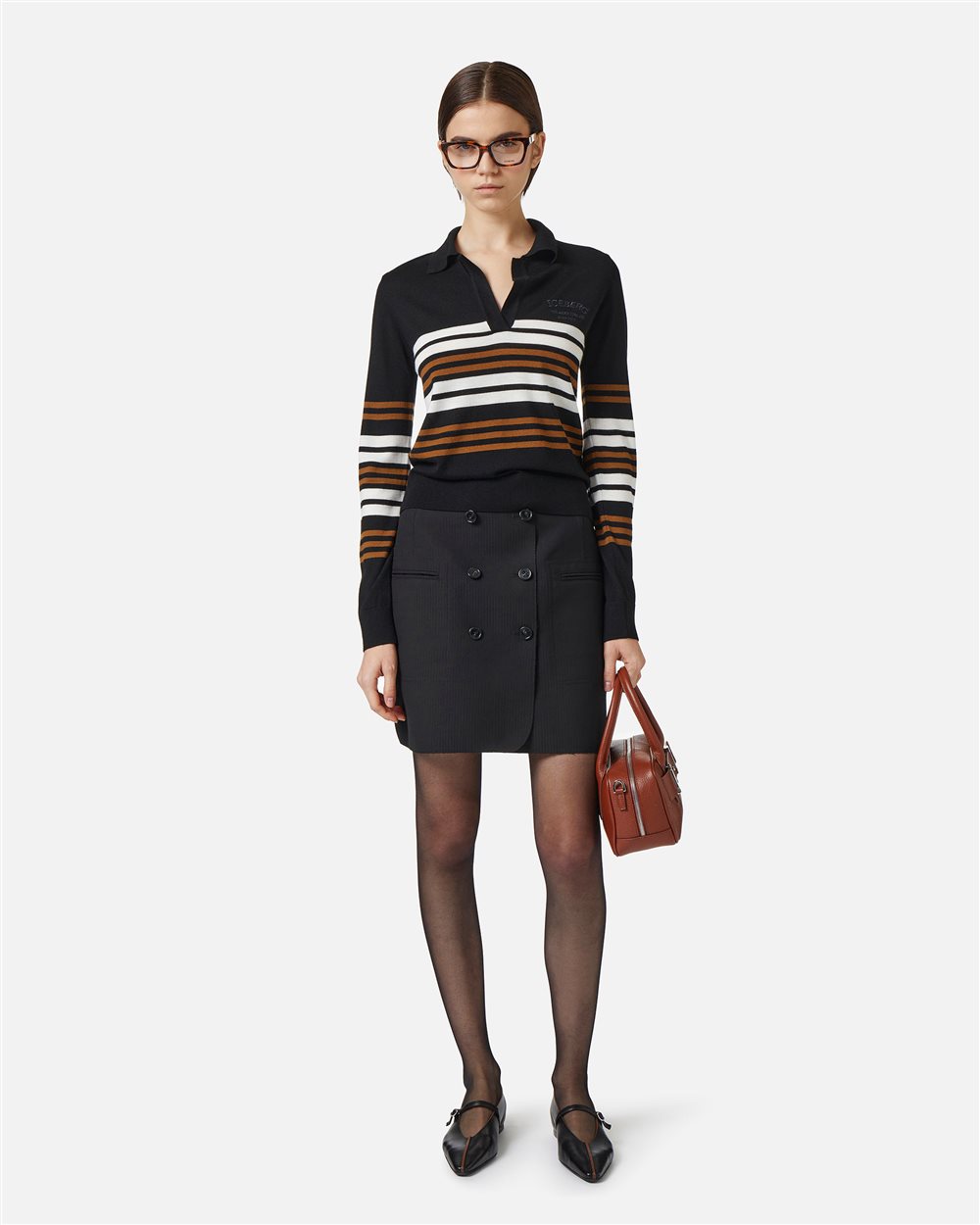Long-sleeved polo shirt in extra-fine Merino wool with Iceberg Milano tone-on-tone customization - Iceberg - Official Website
