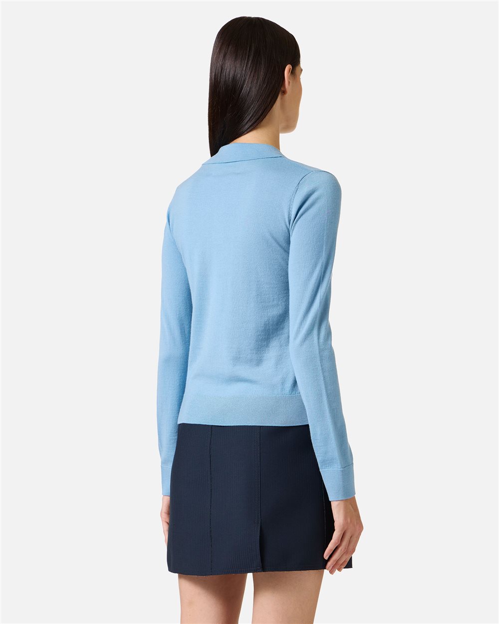 Long-sleeved polo shirt in extra-fine Merino wool with Iceberg Milano tone-on-tone customization - Iceberg - Official Website