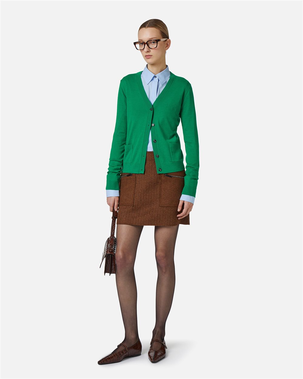 Emerald green cardigan with embroidered Iceberg Milano logo - Iceberg - Official Website