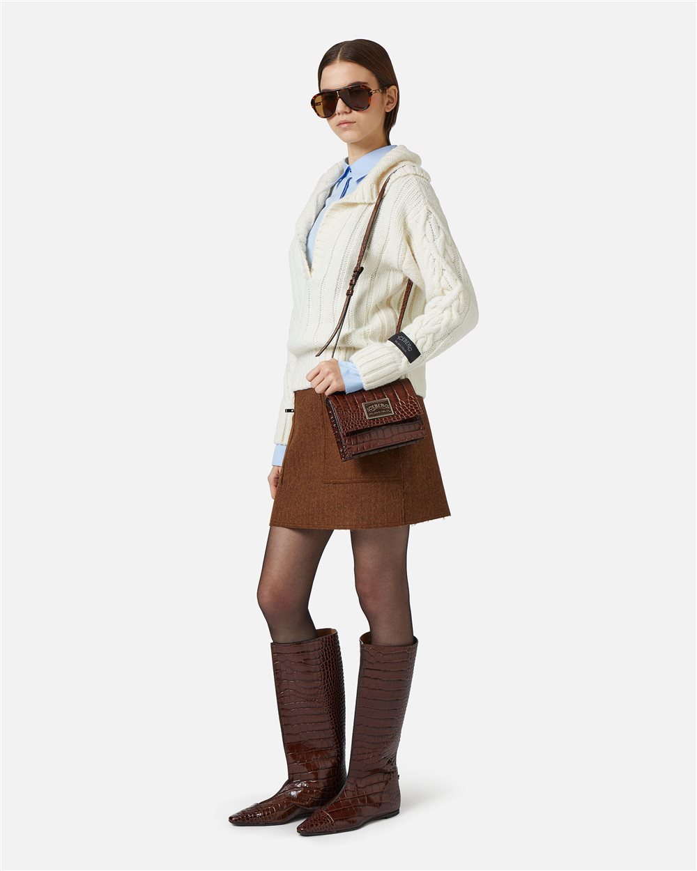 Wool and alpaca polo: three-dimensional texture and asymmetrical design - Iceberg - Official Website