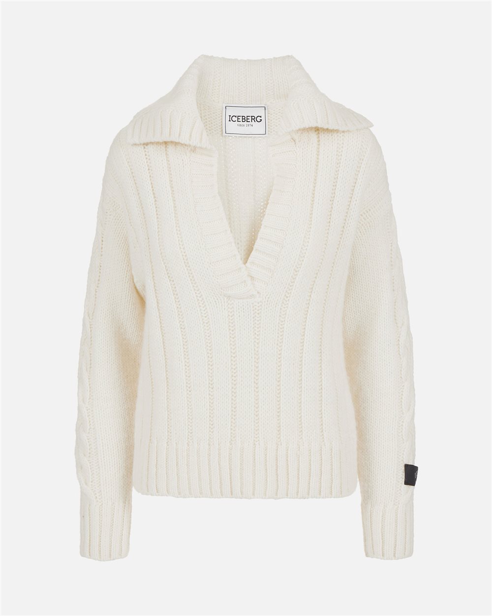 Wool and alpaca polo: three-dimensional texture and asymmetrical design - Iceberg - Official Website