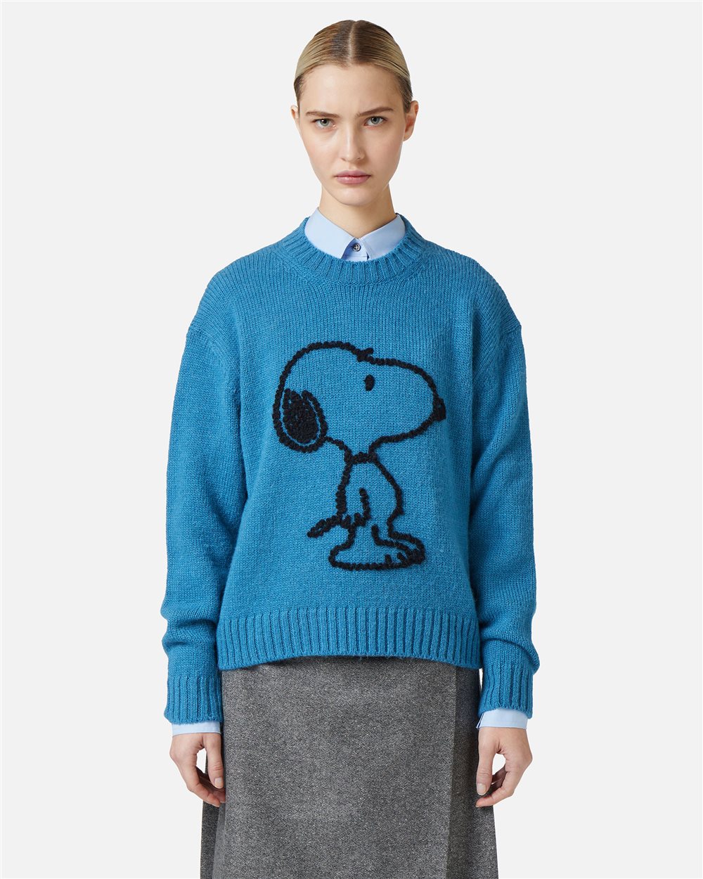 Dark blue comfort fit sweater with cartoon inlay - Iceberg - Official Website
