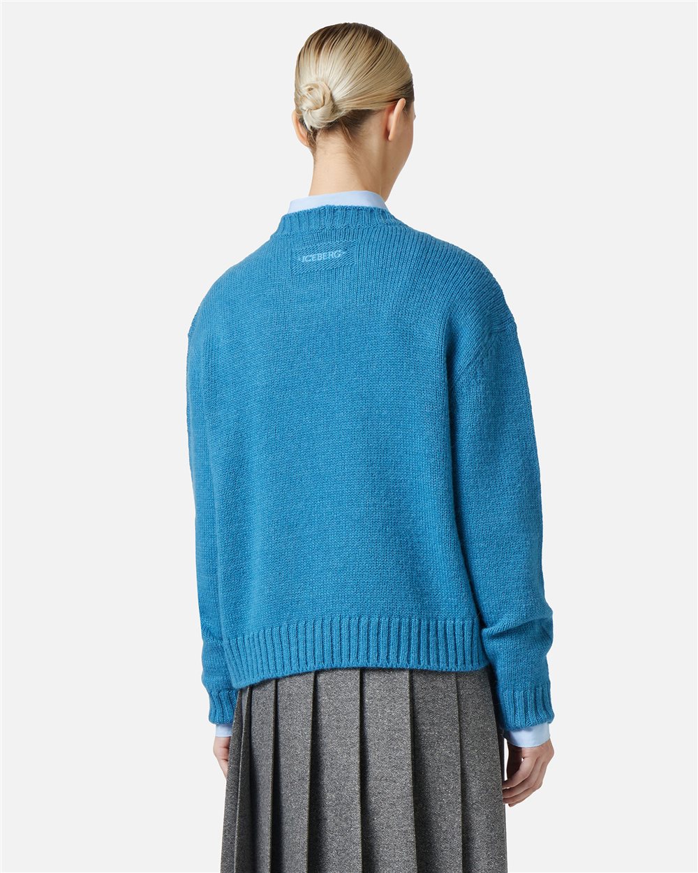 Dark blue comfort fit sweater with cartoon inlay - Iceberg - Official Website