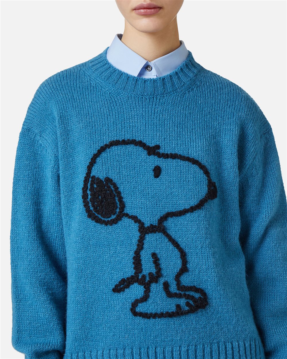 Dark blue comfort fit sweater with cartoon inlay - Iceberg - Official Website