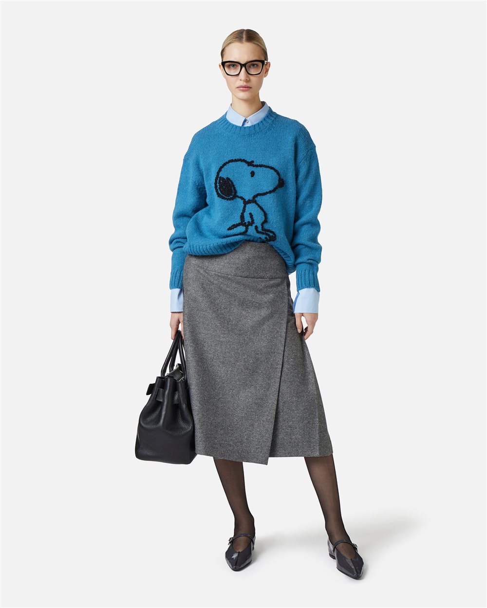 Dark blue comfort fit sweater with cartoon inlay - Iceberg - Official Website
