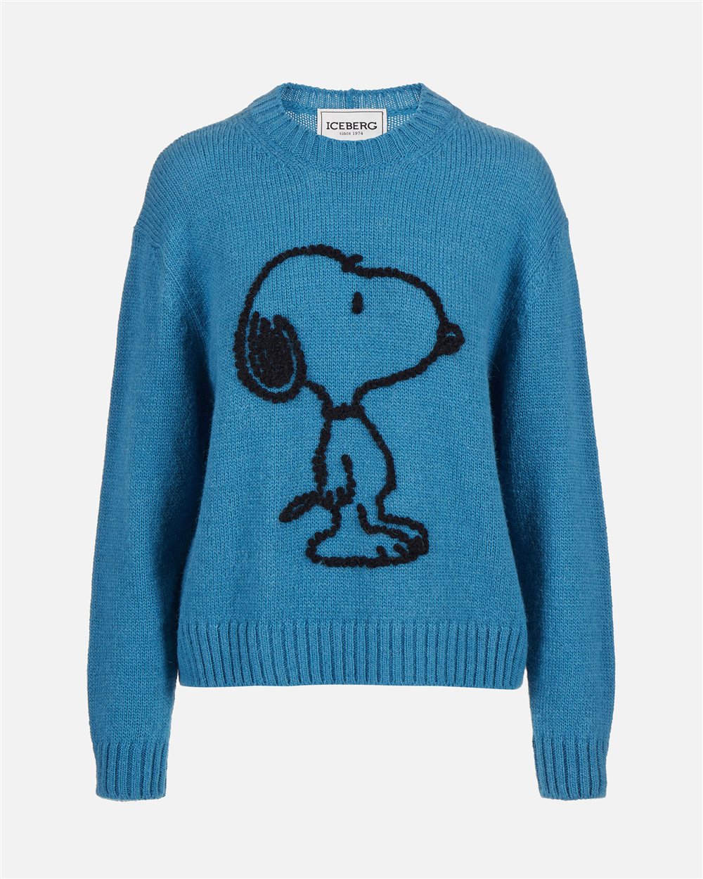 Dark blue comfort fit sweater with cartoon inlay - Iceberg - Official Website