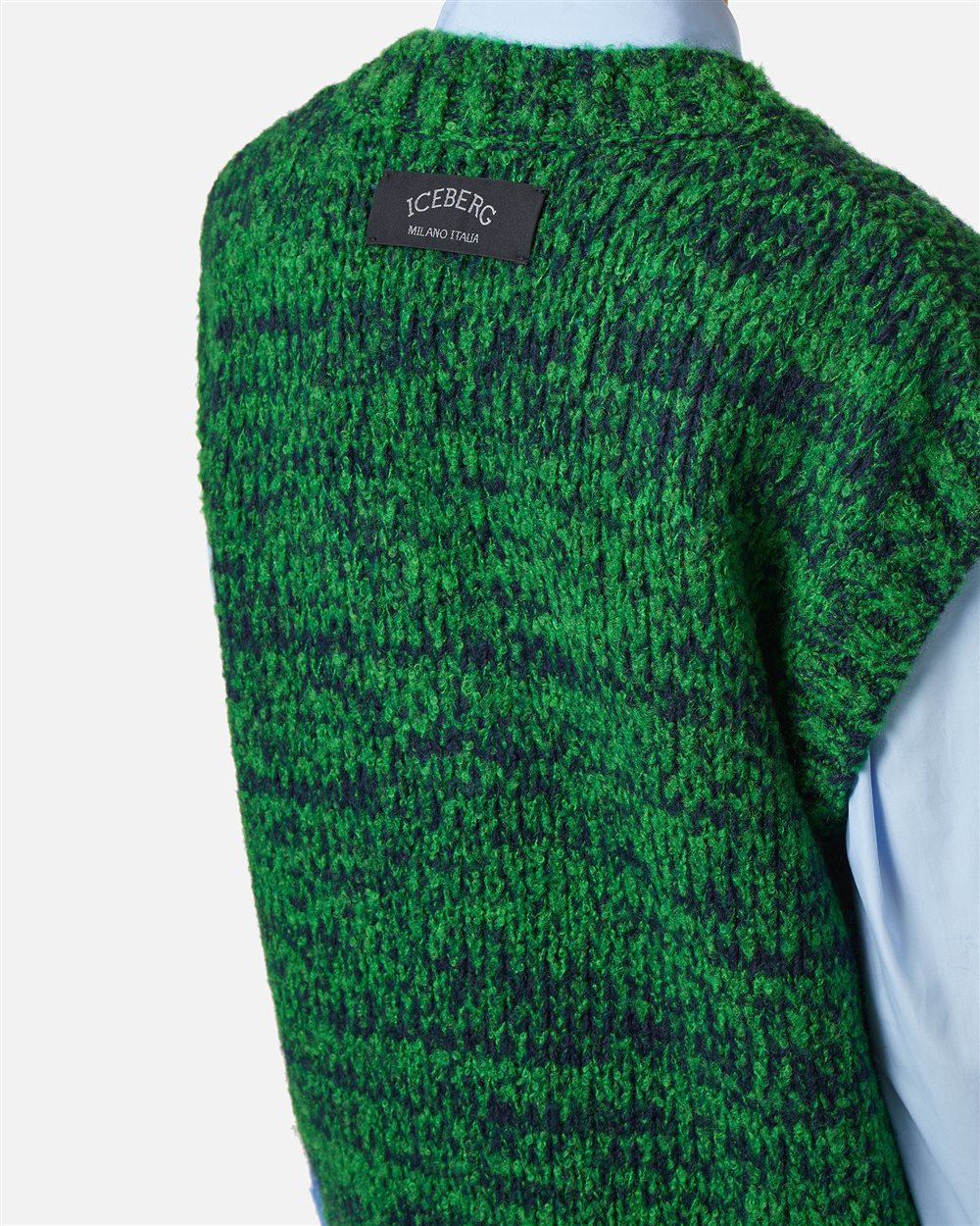 Multicolor vest in a wool-alpaca blend stocking stitch - Iceberg - Official Website