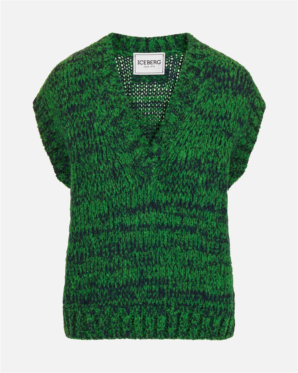 Multicolor vest in a wool-alpaca blend stocking stitch - Iceberg - Official Website