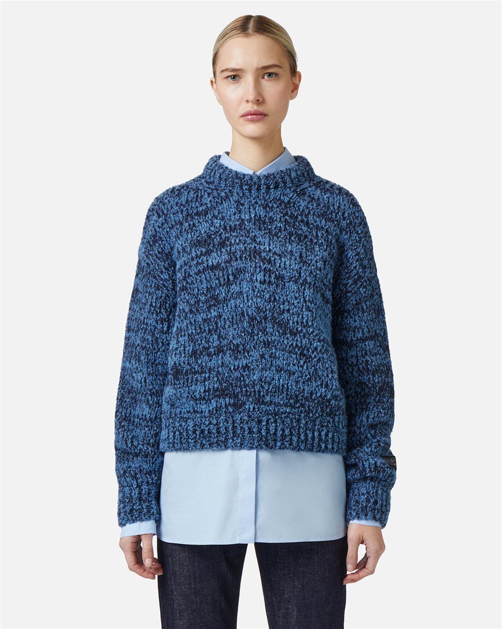 Multicolor crew neck sweater comfort fit in wool and alpaca blend - Iceberg - Official Website