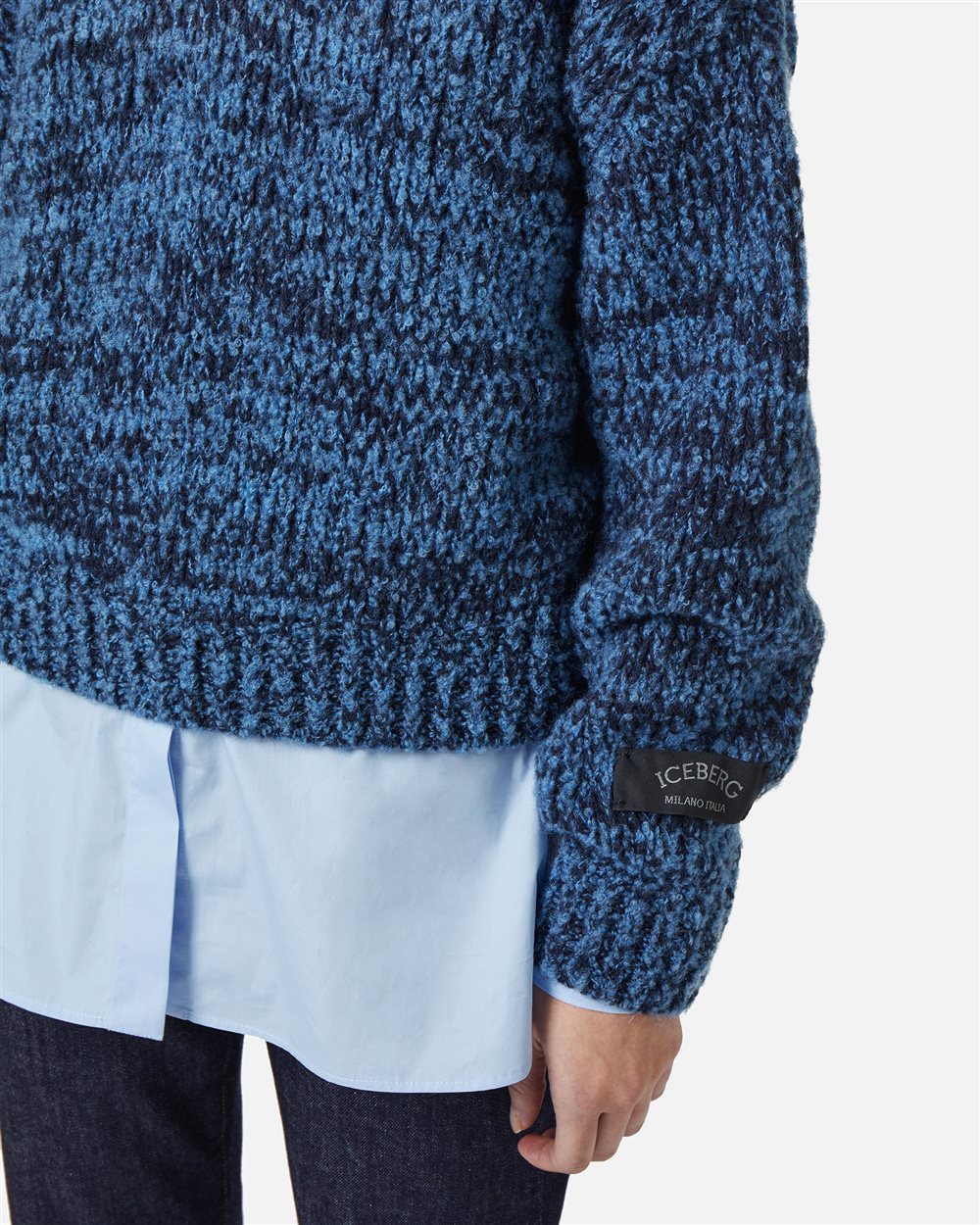 Multicolor crew neck sweater comfort fit in wool and alpaca blend - Iceberg - Official Website