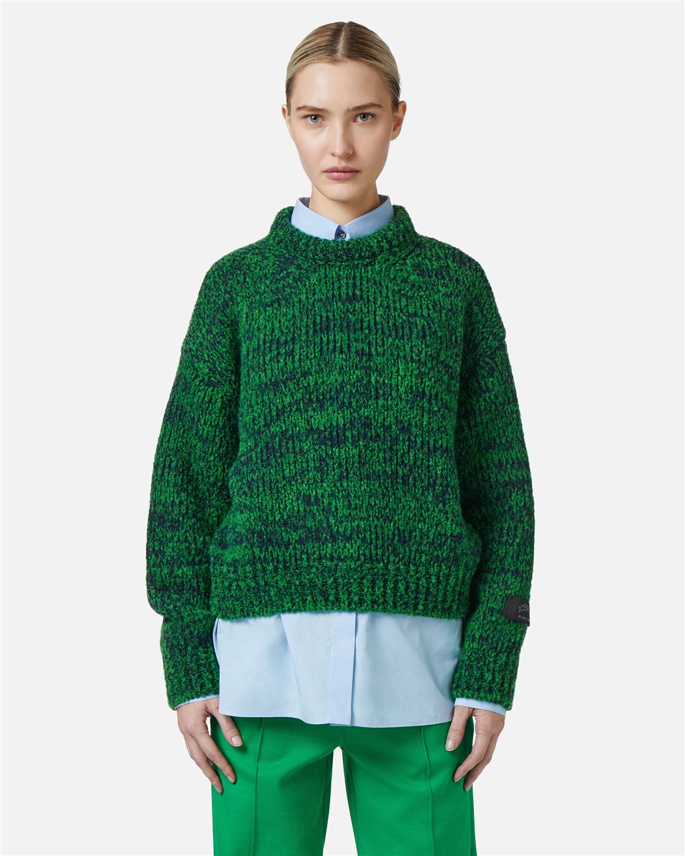 Multicolor crew neck sweater comfort fit in wool and alpaca blend - Iceberg - Official Website