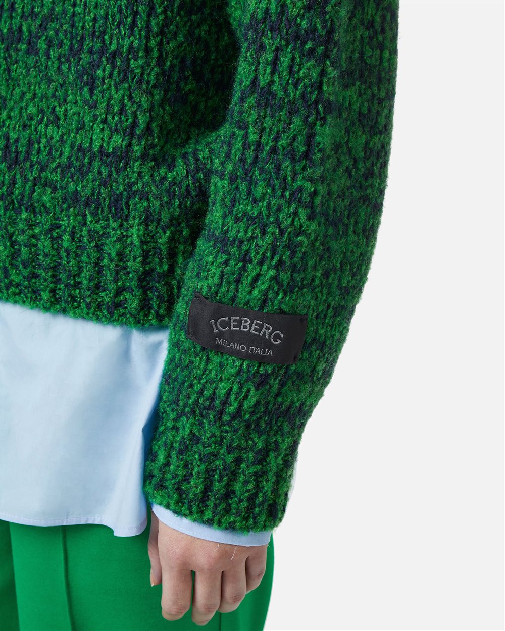 Multicolor crew neck sweater comfort fit in wool and alpaca blend - Iceberg - Official Website