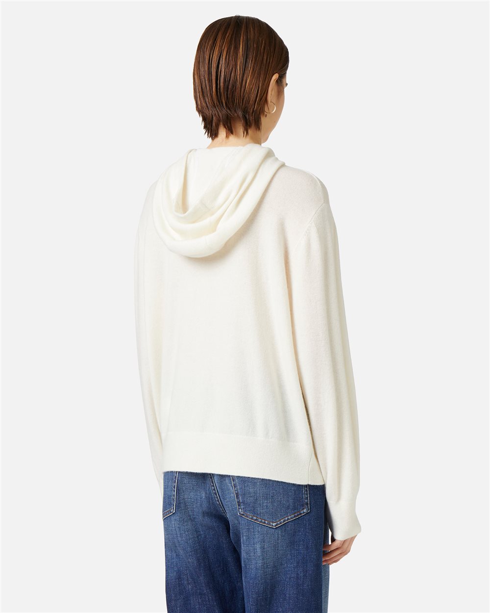 Milk-colored hooded sweater in cashmere wool - Iceberg - Official Website