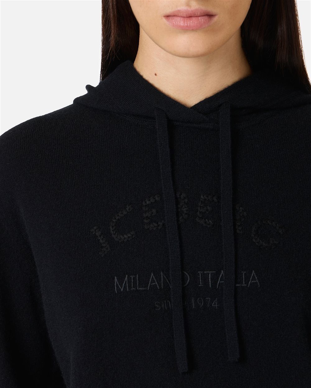 Black Cashmere Wool Hoodie - Iceberg - Official Website