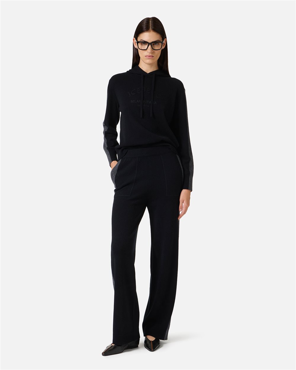 Black Cashmere Wool Hoodie - Iceberg - Official Website