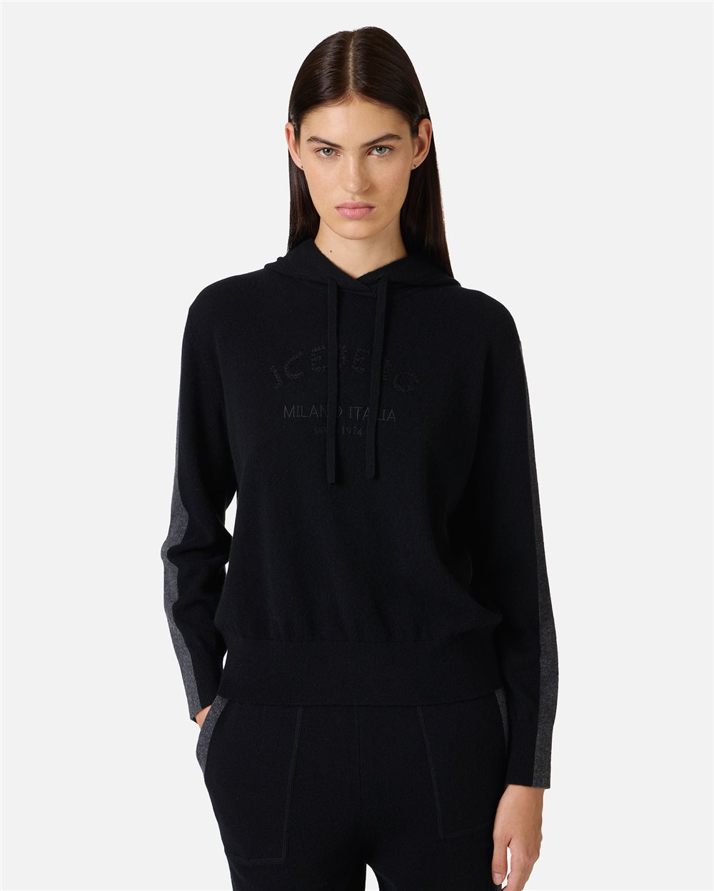 Black Cashmere Wool Hoodie - Iceberg - Official Website