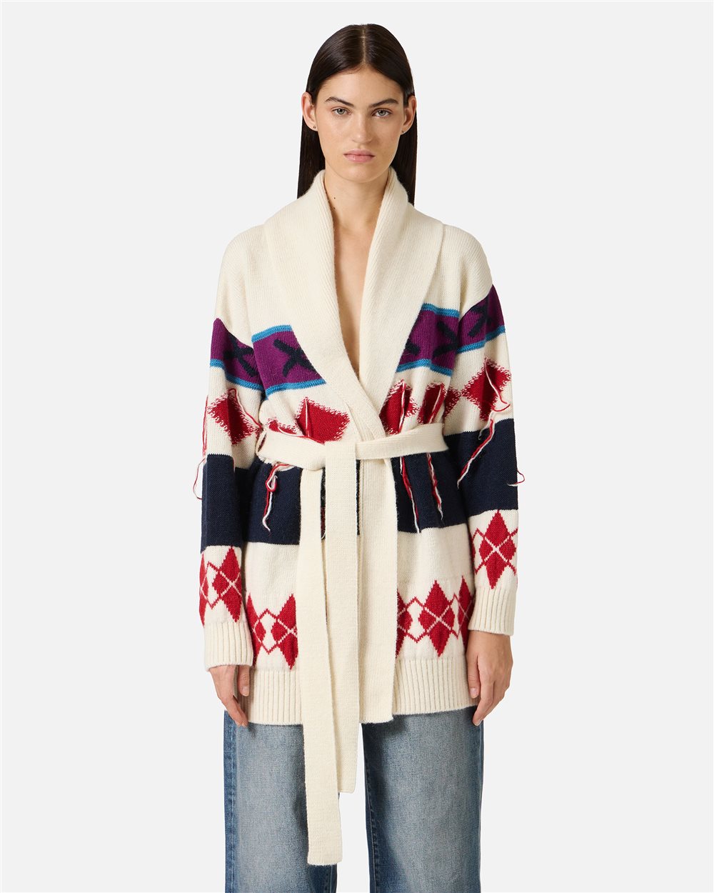 Cardigan in maglia con losanghe a contrasto - Iceberg - Official Website