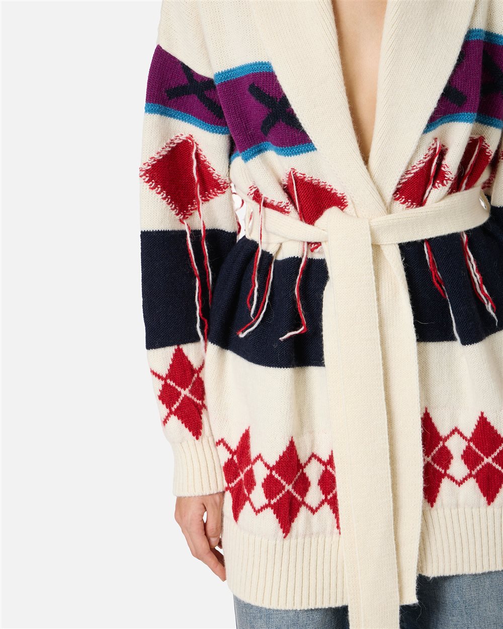 Cardigan in maglia con losanghe a contrasto - Iceberg - Official Website
