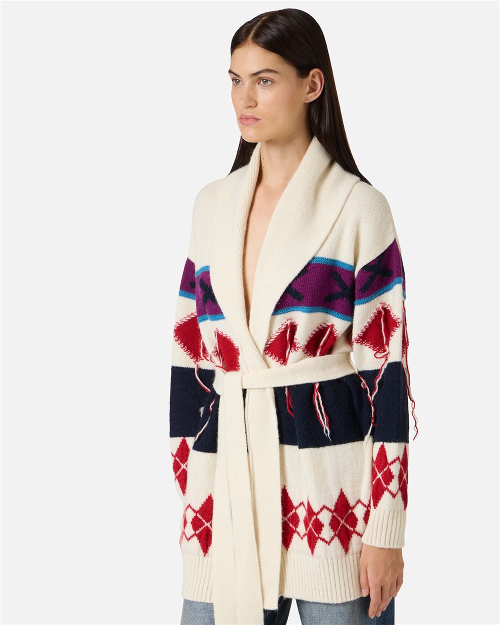 Cardigan in maglia con losanghe a contrasto - Iceberg - Official Website
