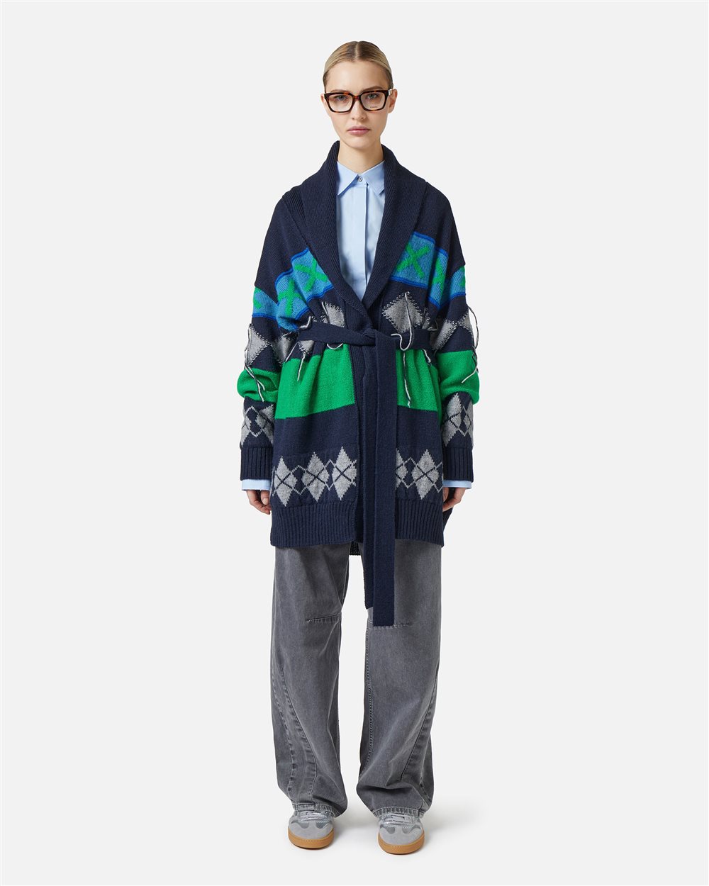 Knit cardigan with diamond inlay - Iceberg - Official Website