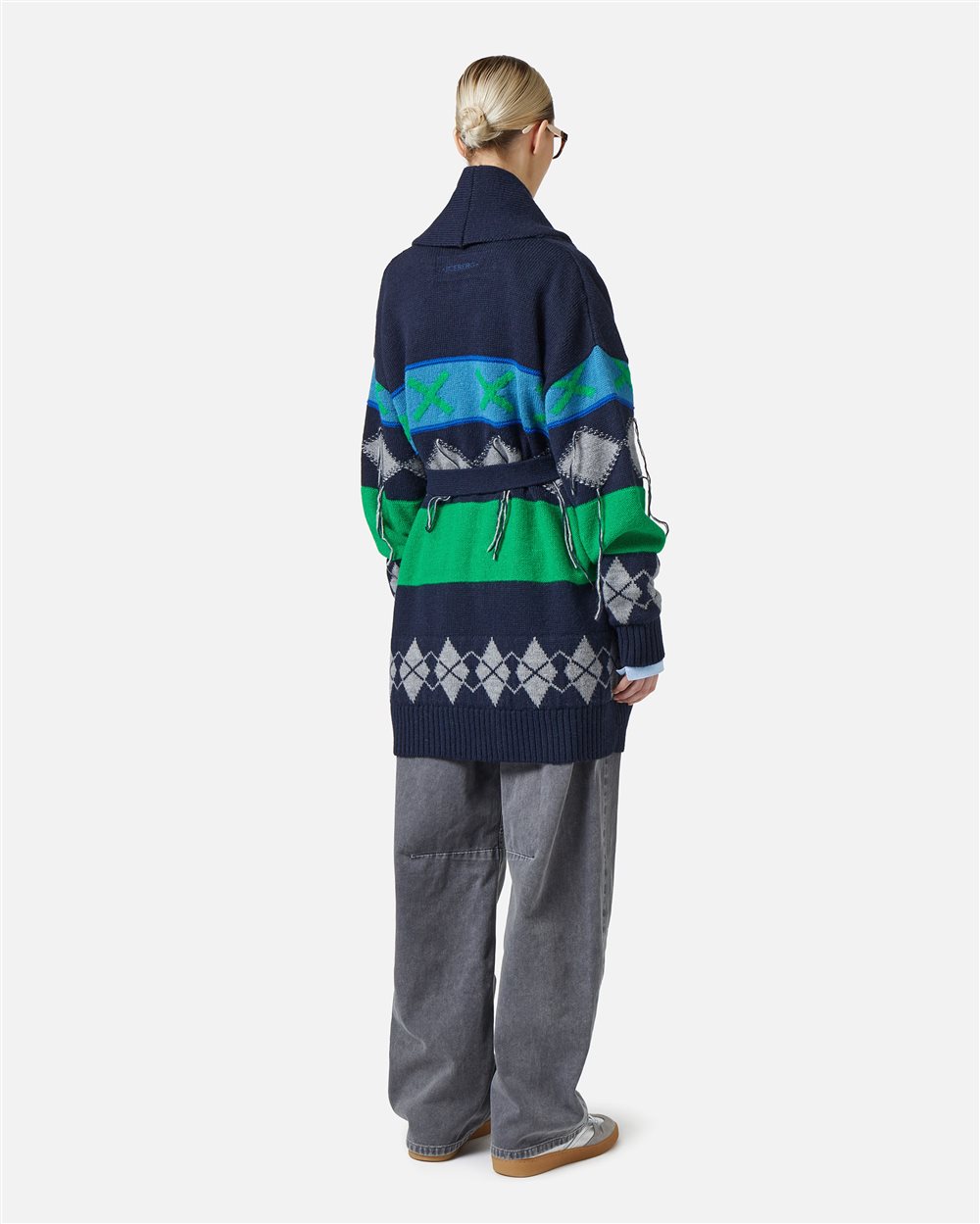 Knit cardigan with diamond inlay - Iceberg - Official Website