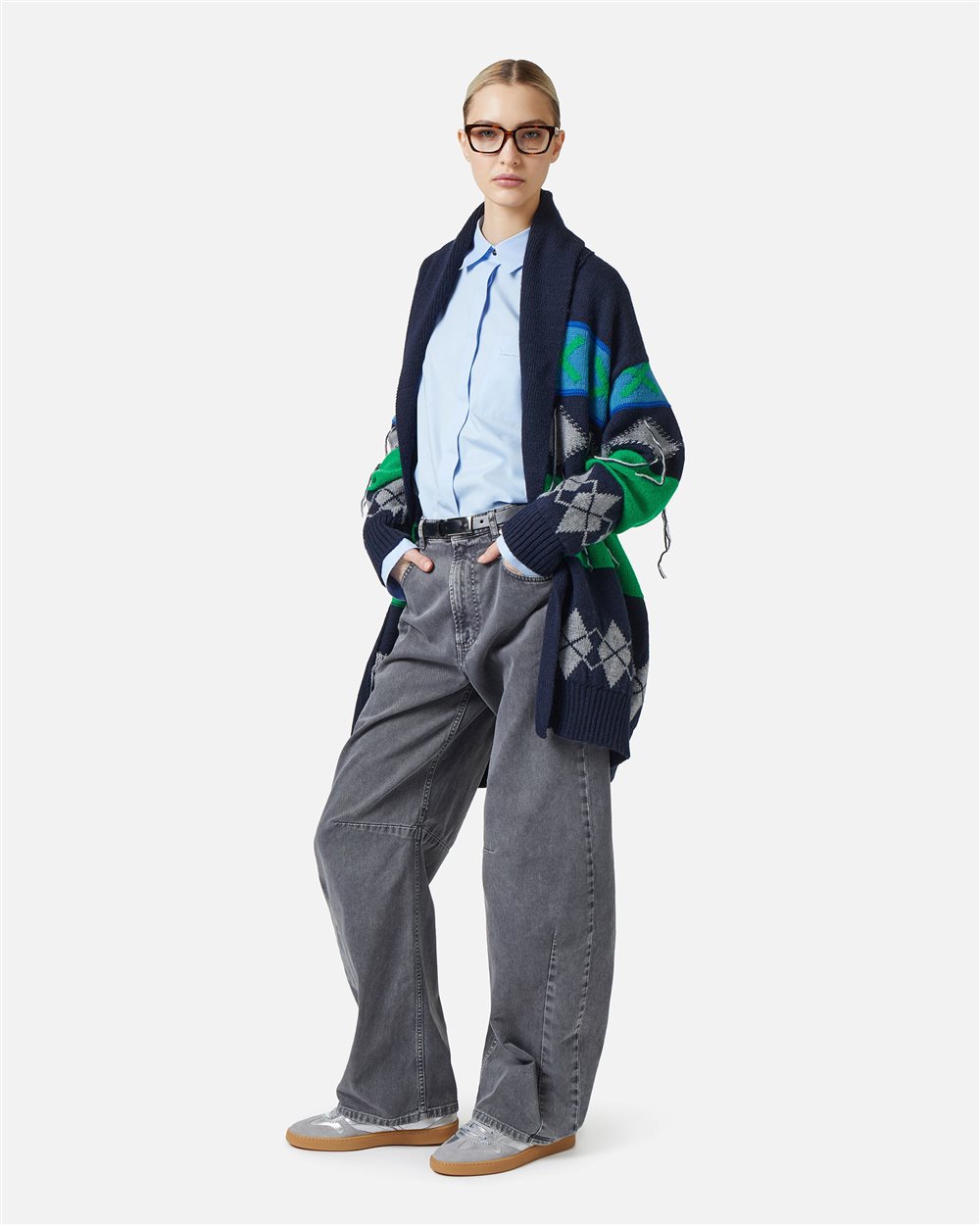 Knit cardigan with diamond inlay - Iceberg - Official Website