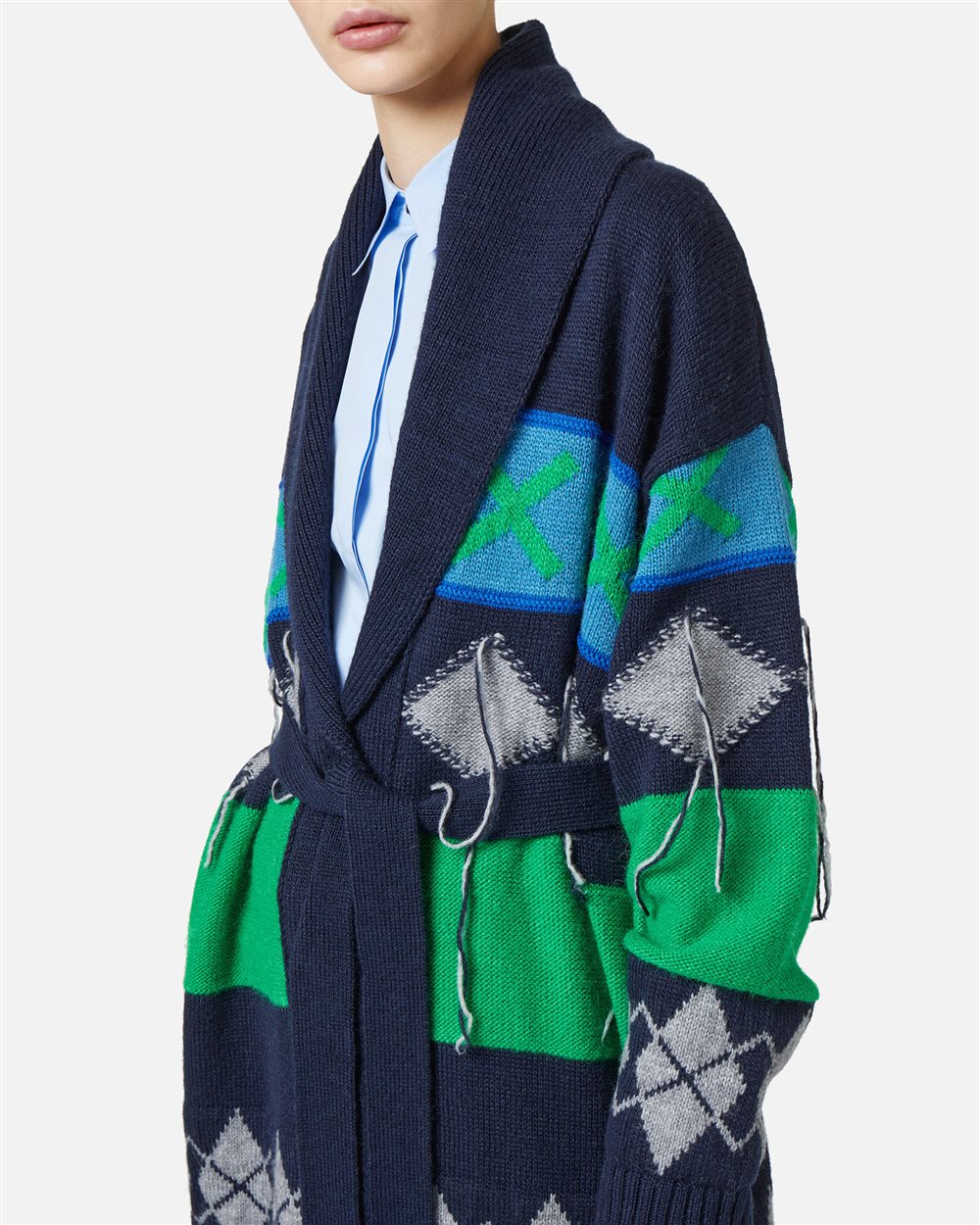 Knit cardigan with diamond inlay - Iceberg - Official Website