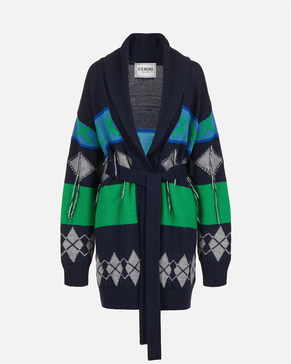 Knit cardigan with diamond inlay - Iceberg - Official Website