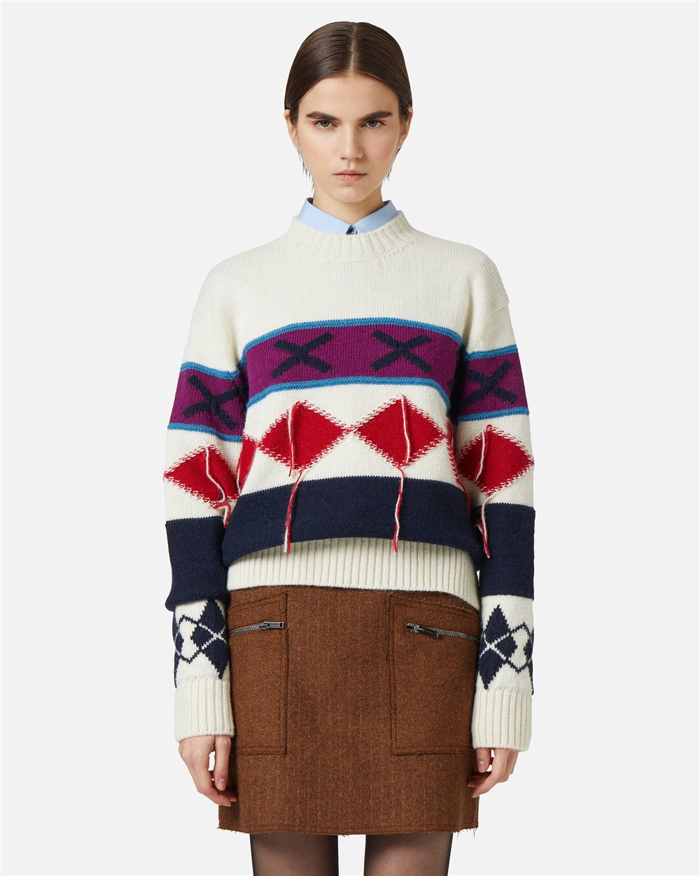 Crewneck sweater with diamond inlay - Iceberg - Official Website